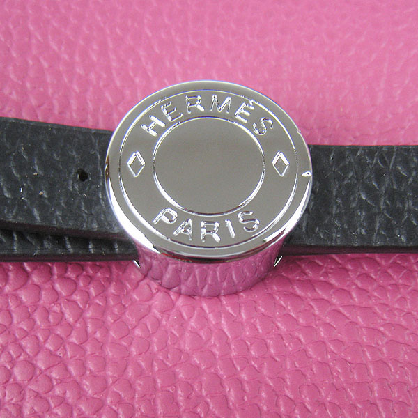 7A Replica Hermes Black/Peach Kelly 32cm Togo Leather Bag 60667